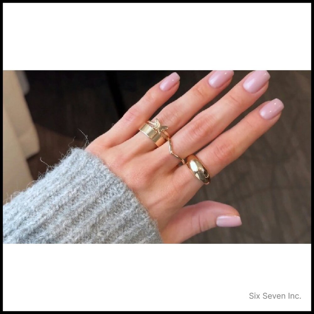 Chunky Stackable Knuckle Rings Set Gold Silver Tr… - image 8